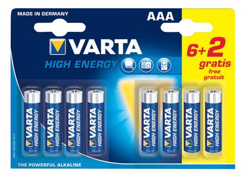 VARTA 8pack (6+2 ks) HighEnergy AAA/LR03 1220mAh baterie alkalické