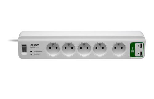APC PM5U-FR SurgeArrest Essential, přepěťová ochrana 230V, 5 zásuvek + 2x USB nabíječka 5V
