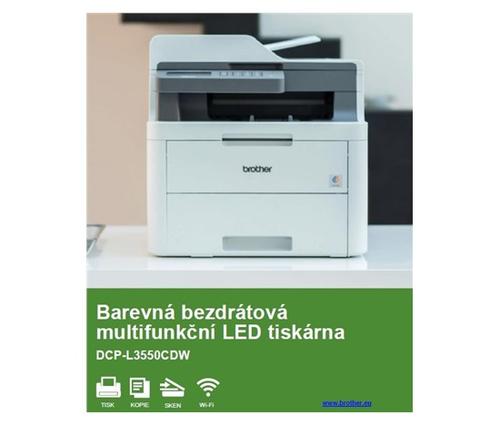 BROTHER Laser LED DCP-L3550CDW Print/Scan/Copy, A4, 18str/min, 512MB, ADF50, USB2.0, duplexní tisk - multifunkce - AGEMcz