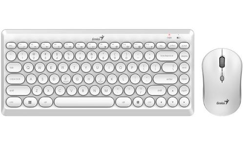 GENIUS klávesnice+myš LuxeMate Q8000, bezdrátový, RETRO, CZ+SK layout, 2,4GHz, mini USB přijímač, bílá - Slevy AGEMcz