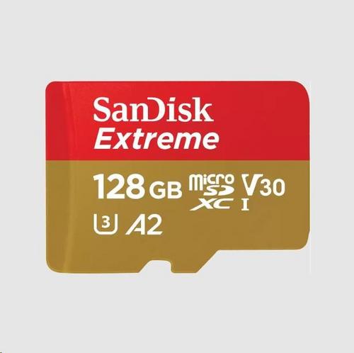 SANDISK micro SDXC karta 128GB Extreme +SD adapter (190 MB/s & 90MB/s A2 Class 10, UHS-I U3 V30)