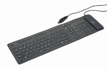 GEMBIRD klávesnice KB-109F-B USB+PS2 flexibilní  black,  - AGEMcz