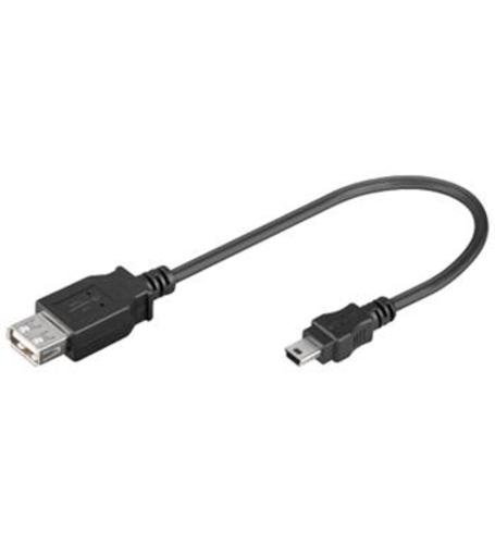 KABEL USB mini 0.2m 2.0, USB A(F) - mini 5pinUSB B(M) - AGEMcz