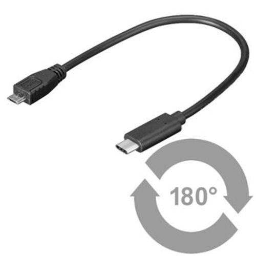 Kabel USB adapter USB 3.1 konektor C/male - USB 2.0 konektor Micro-B/male, 0.2m - AGEMcz