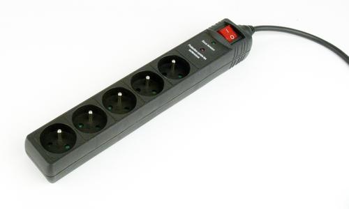 GEMBIRD surge protector, 5 zásuvek French sockets, 3.0m, black, přepětová ochrana - AGEMcz