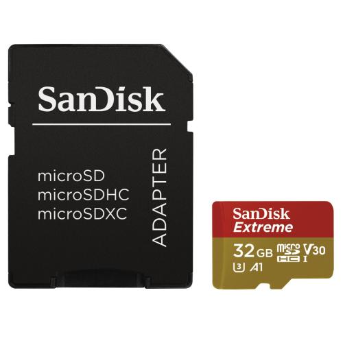 SANDISK Micro SD card SDHC 32GB Extreme A1 UHS-I V30 60 MB/s s adaptérem - AGEMcz