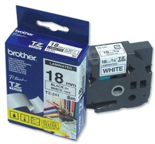 BROTHER TZE-241, bílá/černá 18mm