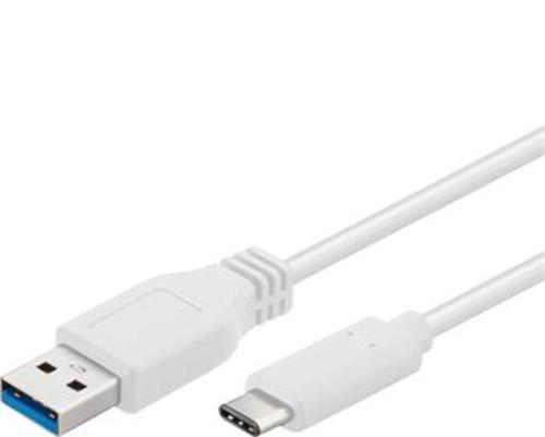 KABEL USB 3.1 konektor C/male - USB 3.0 konektor A/male, 2.0m bílý (z USB na USB-C) - AGEMcz