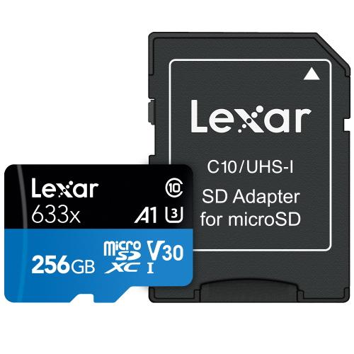 LEXAR Micro SD card SDXC 256GB High-Performance 633x UHS-I + SD adaptér - AGEMcz