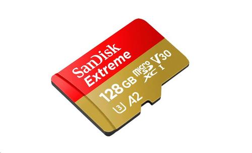 SANDISK Extreme Micro SD card SDHC 128GB 160 MB/s A2 Class 10 V30 UHS-I U3 s adaptérem - AGEMcz
