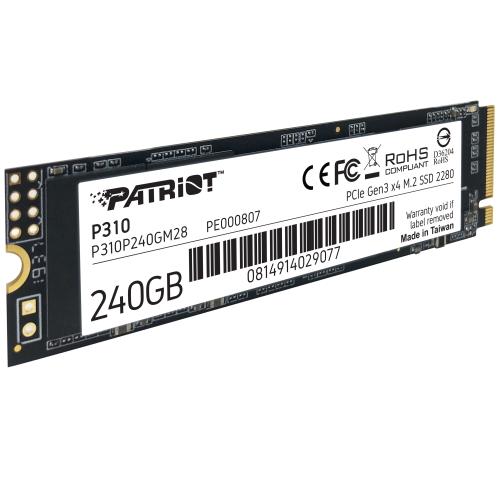 PATRIOT P310 SSD 240GB NVMe M.2 PCIe (čtení max. 1700MB/s, zápis max. 1000MB/s) - AGEMcz