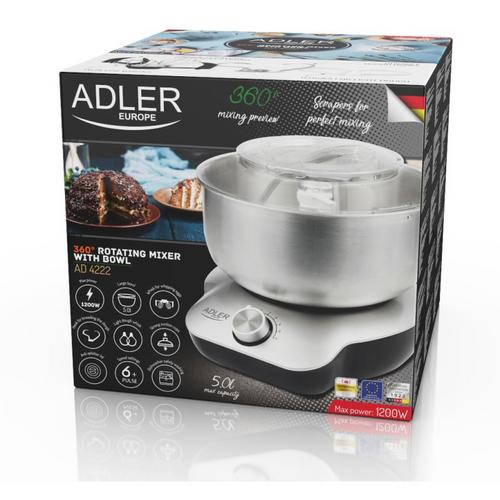 ADLER Kuchyňský rotační mixér AD 4222, s miskou, stříbrný - AGEMcz