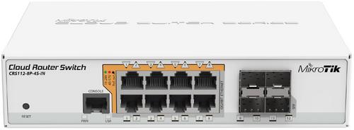 MIKROTIK Cloud Router Switch (použitý) CRS112-8P-4S-IN, 8x GLAN s PoE, 4x SFP......POUŽITÉ - Doprodej AGEMcz