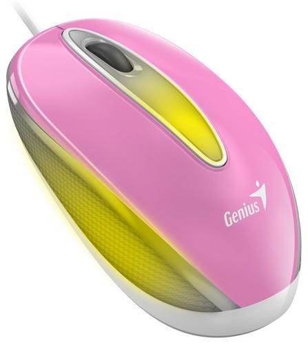 GENIUS myš DX-Mini pink , drátová, optická, 1000DPI, 3 tlačítka, USB, RGB LED, pink - AGEMcz