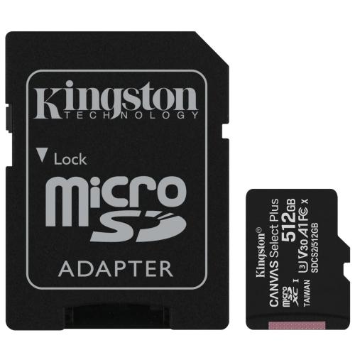 KINGSTON micro SD card SDXC 512GB Canvas Select Plus + SD adaptér - AGEMcz