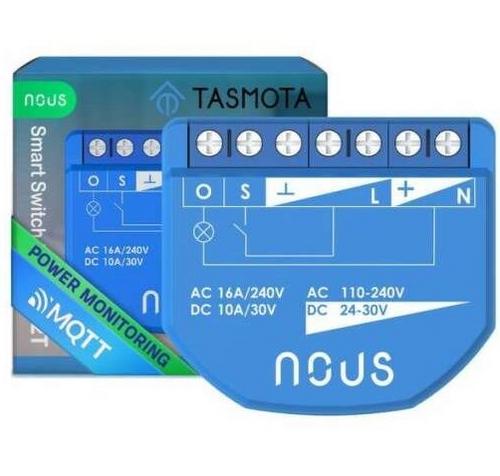 NOUS B2T Inteligentní spínací modul WiFi switch (s měřením), kompatibilní s Tasmota - AGEMcz