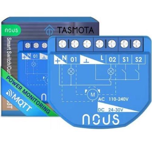 NOUS B3T Inteligentní spínací modul switch (s měřením, 2 kanály), kompatibilní s Tasmota - AGEMcz