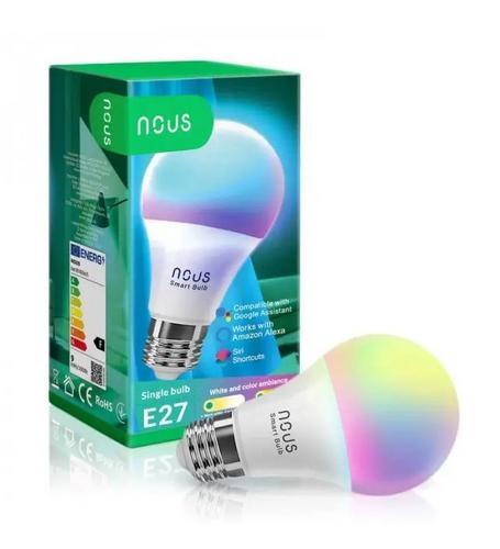 NOUS P3, smart žárovka E27 230V, WiFi, 810lm, vícebarevná RGB, kompatibilní s Tuya - AGEMcz