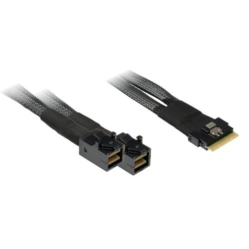 INTER-TECH kabel (SFF-8654 8i) Slim SAS na 2x (SFF-8643) Mini-SAS HD, 0,75m - AGEMcz