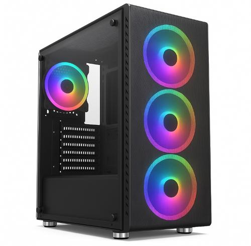 1stCOOL Middle Tower RAINBOW 4, ATX black černý, bez zdroje, fulltower ATX (2xUSB2+ 1xUSB3+ Audio+ Transparentní bočnice) (PC case) - AGEMcz