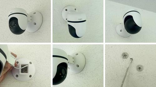 TP-LINK držák/stojan pro kamery Tapo C500/C510W/C520WS na stěnu a strop, bílý s krytkou kabelů - verze zvětšena