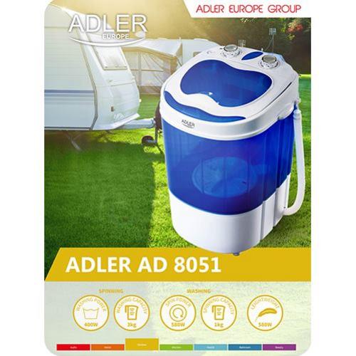ADLER AD 8051, Mini cestovní pračka, bílo-modrá - AGEMcz