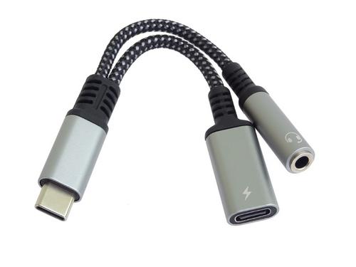Převodník RedukceUSB-C /3,5mm jack s DAC chipem + USB-C pro nabíjení 13cm - AGEMcz