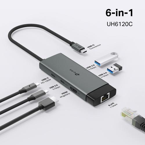 TP-LINK UH6120C Dokovací stanice USB-C, HDMI, RJ45, 1x USB C, 2x USB, PD 100W - AGEMcz