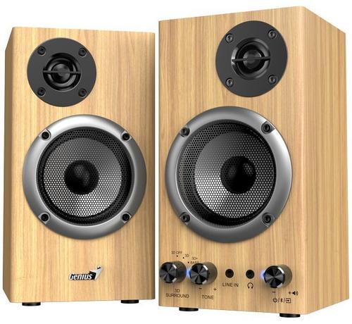 GENIUS repro SP-HF520BT 20W, Bluetooth, 3,5mm jack, dřevěné, hnědé borovicové - AGEMcz