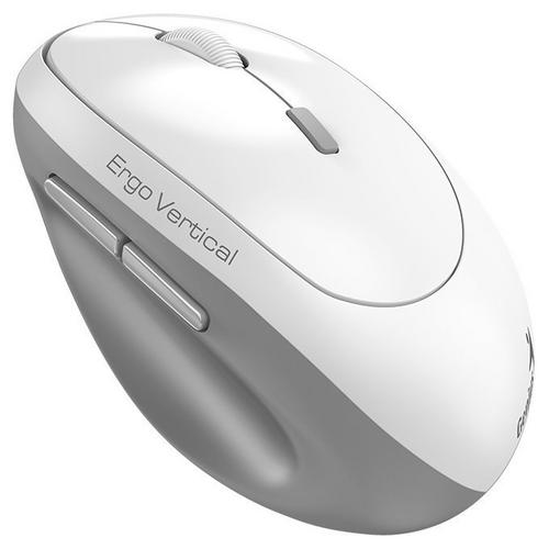 GENIUS myš Ergo 8350S bílo-šedá bezdrátová, optická, vertikální, 2400DPI, 6 tlačítek, tichá, Copilot, 2,4GHz, Bluetooth 5.3 - AGEMcz